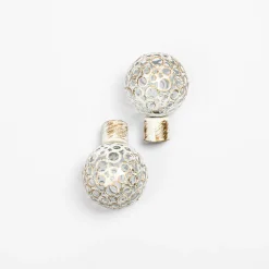 atmosphera Varillas Y Accesorios>Juego De 2 Remates Boule D20 Blanco/Oro