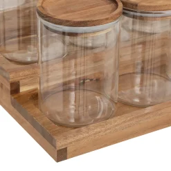 5five Cajas Y Frascos>Juego de 9 tarros de especias con soporte