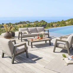 hespéride Conjuntos De Jardín>Juego de jardín AXIOME praliné beige 5 plazas