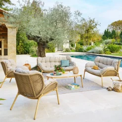 hespéride Conjuntos De Jardín>Juego de jardín MELOANE de 7 plazas efecto madera