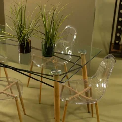 Mesas Para Comer>Juego de mesa con tapa vidrio + 4 sillas VANITY