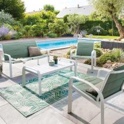 hespéride Conjuntos De Jardín>Juego ELYN verde claro y blanco de 4 plazas