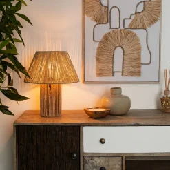 atmosphera Lámparas De Mesa>Lámpara De Mesa Adria Beige De Cuerda