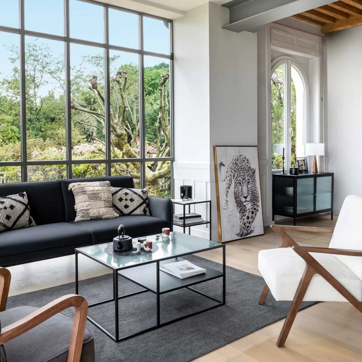 atmosphera Lámparas De Mesa|Estilo Rústico>Lámpara De Mesa Blanca C/Madera 46Cm