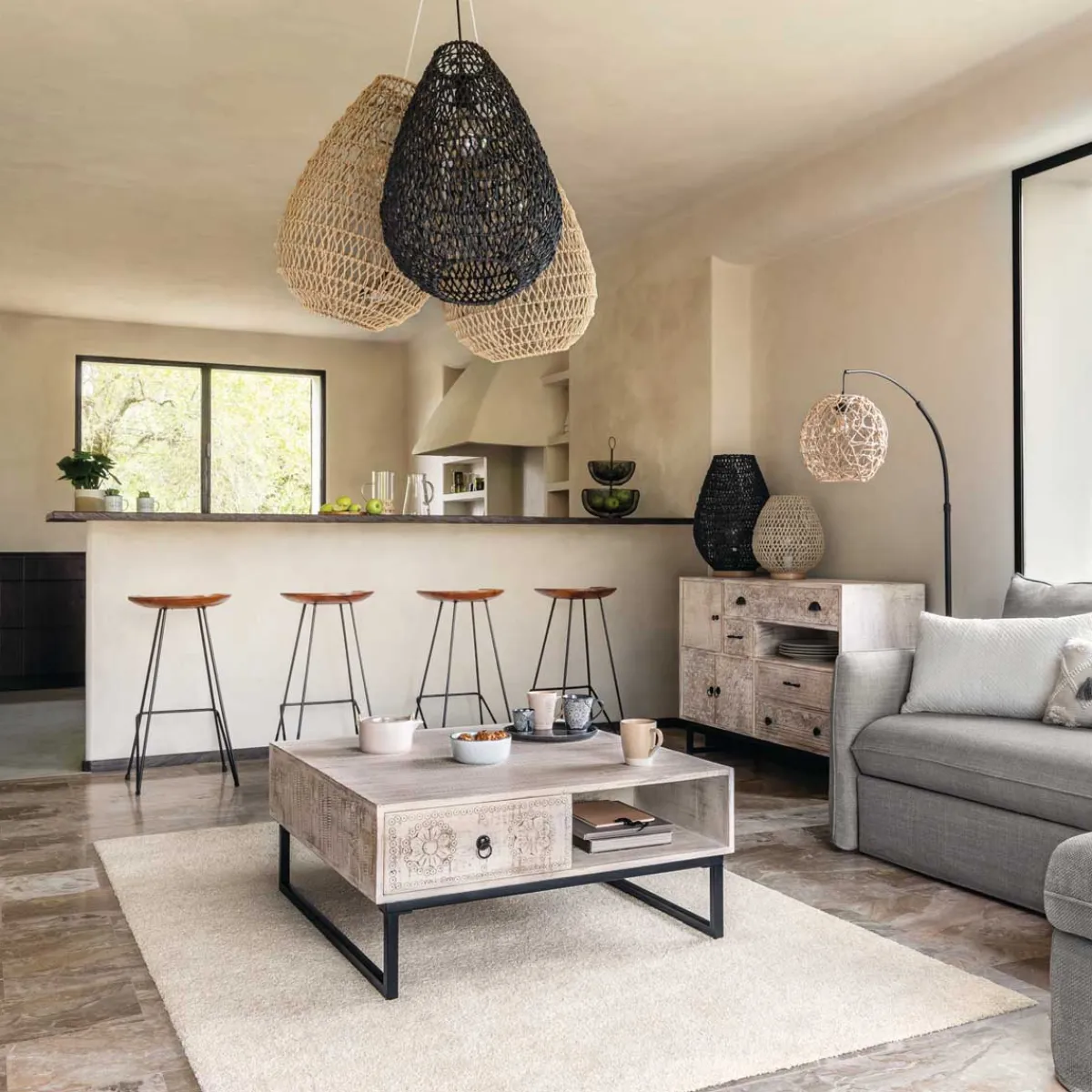 atmosphera Lámparas De Mesa>Lámpara De Mesa Etel Negra 37X55Cm