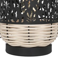 atmosphera Lámparas De Mesa>Lámpara De Mesa Ratán Y Metal 18x30Cm