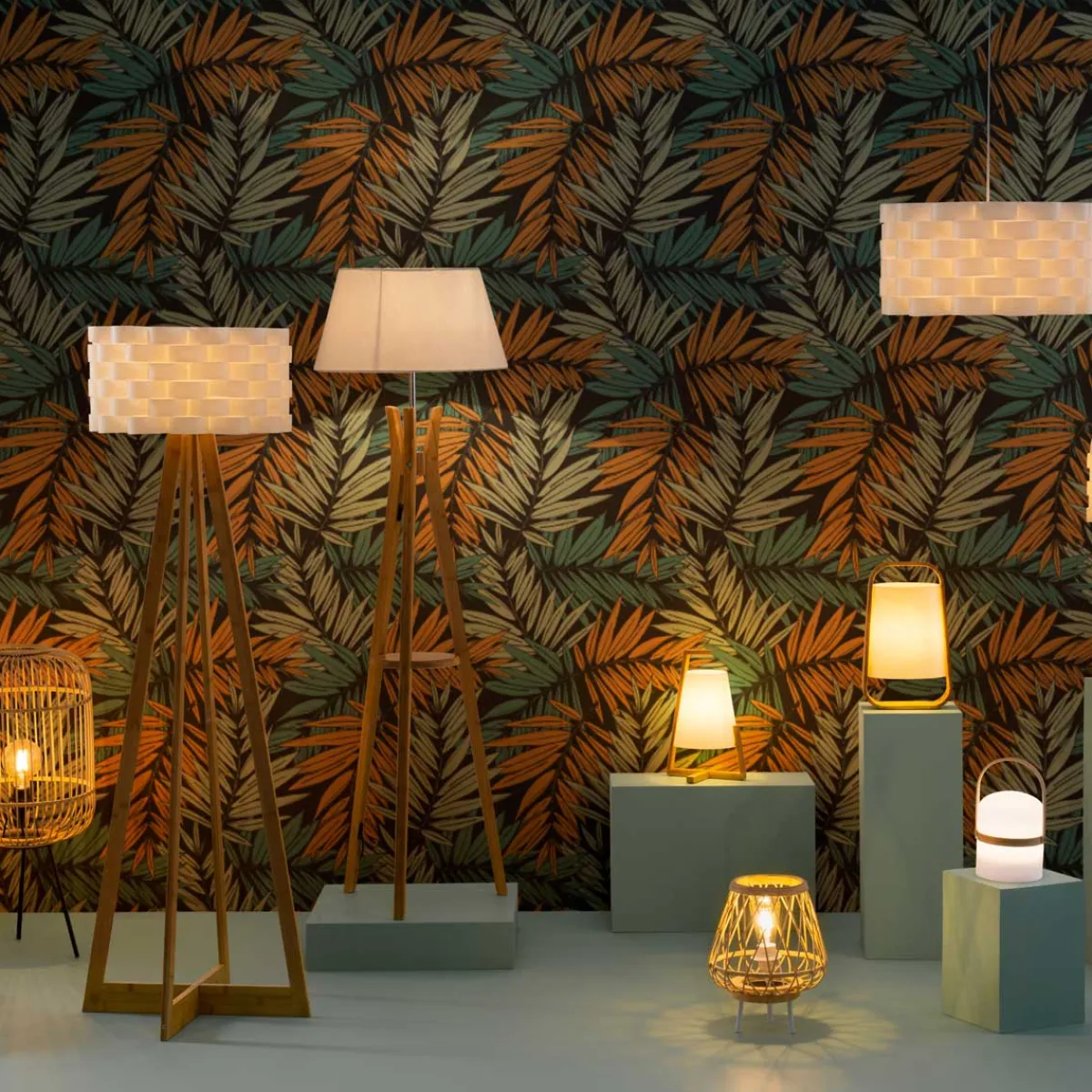 atmosphera Lámparas De Pie>Lámpara De Pie Kalo Beige De Bambú 156Cm