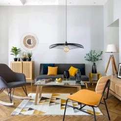 5five Lámparas De Pie|Estilo Contemporaneo>Lámpara De Pie Runo Lino Trípode De Bambú