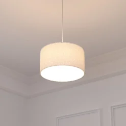 atmosphera Lámparas De Techo|Estilo Étnico>Lámpara De Techo Tina Con Pantalla De Piel Bouclé