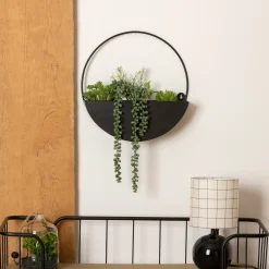 atmosphera Jarrones Y Vasos|Estilo Industrial>Maceta colgante de metal con plantas artificiales