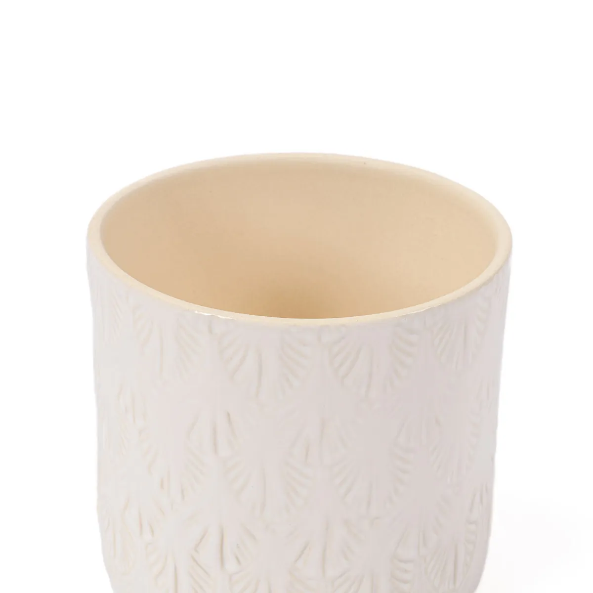 Jarrones Y Vasos>Maceta De Cerámica Blanca 14.5x12.8Cm