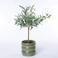 Jarrones Y Vasos>Maceta De Cerámica Ondulada Verde 16cm