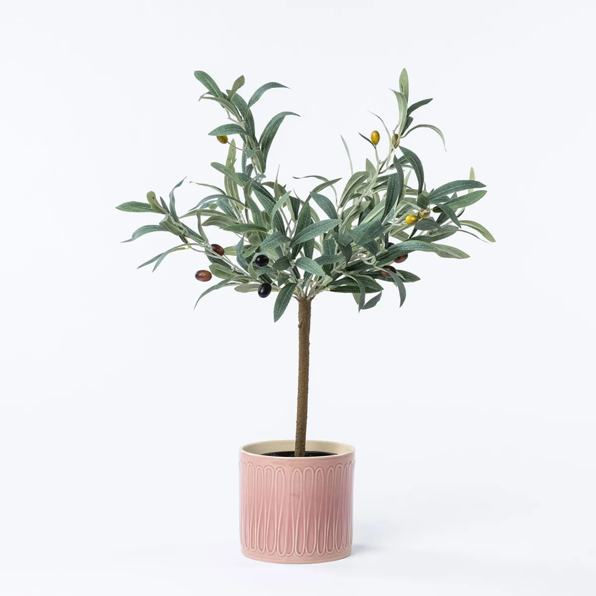 Jarrones Y Vasos|Estilo Rústico>Maceta De Cerámica Rosa De Rayas 14.5cm