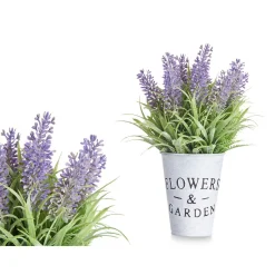 Plantas Y Flores Artificiales>Maceta De Metal C/Lavanda Artif. 22 Cm