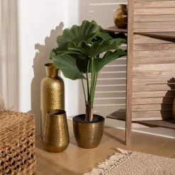 atmosphera Accesorios|Estilo Étnico>Maceta Dorada Metálica Oasis 18Cm