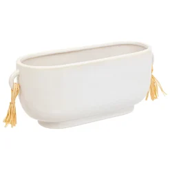 atmosphera Jarrones Y Vasos|Estilo Étnico>Maceta SOLEYA blanca de cerámica 30cm