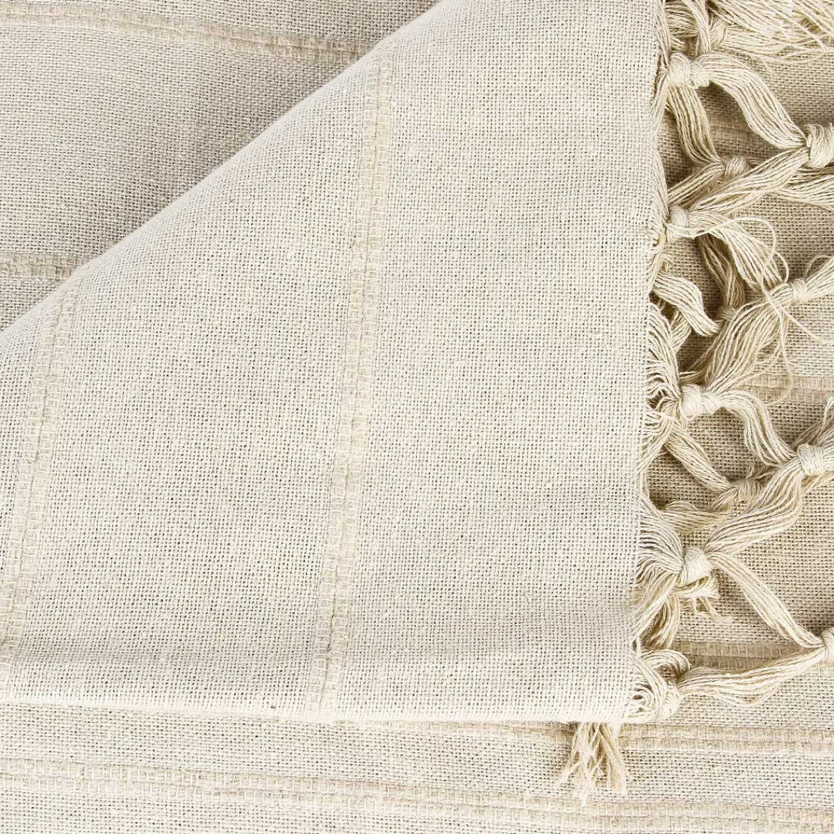 atmosphera Mantas>Manta Con Flecos Color Lino 160x220Cm