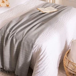 atmosphera Mantas>Manta Con Flecos Gris Claro 160x220Cm