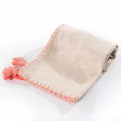 Niños atmosphera Téxtil>Manta crudo con borlas rosa 120x160cm