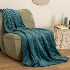 atmosphera Mantas>Manta 3D Rombos Azul Petróleo 180x230Cm