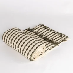 hôma Mantas>Manta ELM beige y verde 130x160cm