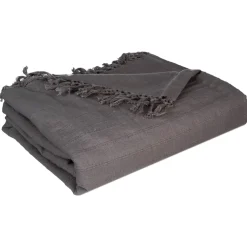 atmosphera Mantas>Manta Gris Con Flecos 230x250Cm