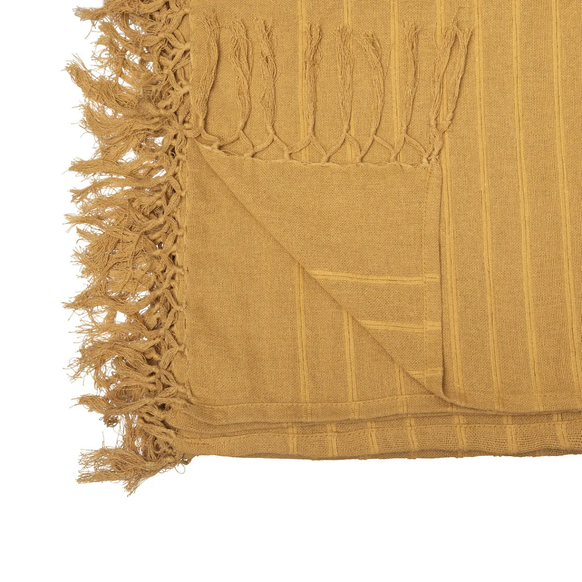 atmosphera Mantas>Manta Ocre Con Flecos 230x250cm