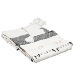 atmosphera Mantas>Manta Tropi Blanca Y Negra Con Borla 130x180cm