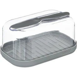 5five Cajas Y Frascos>Mantequera De Plástico Gris C/Cuchillo