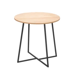 Mesas Bajas Y Auxiliares>Mesa auxiliar beige de madera y metal D40cm
