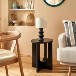 atmosphera Mesas Bajas Y Auxiliares|Estilo Contemporaneo>Mesa auxiliar BLOOM negra de mdf