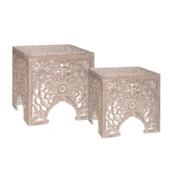 atmosphera Mesas Bajas Y Auxiliares|Estilo Étnico>Mesa Auxiliar De Mdf 40.3x40.3x41.6Cm