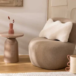 atmosphera Mesas Bajas Y Auxiliares>Mesa Auxiliar De Metal Beige Sita