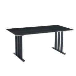 Mesas Para Comer>Mesa de comedor PISA negra con tablero de cerámica