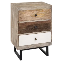 atmosphera Mesas Bajas Y Auxiliares|Estilo Étnico>Mesita De Noche 3 Cajones Koval 49x33x73