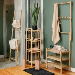 Muebles Con Lavabo Y Auxiliares>Mueble de baño con 3 estantes de bambú