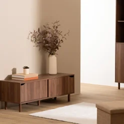 5five Muebles Y Carros De Apoyo>Mueble de TV SLIDY marrón de mdf con 2 puertas