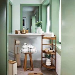 Muebles Con Lavabo Y Auxiliares>Mueble esquinero de baño con 3 estantes