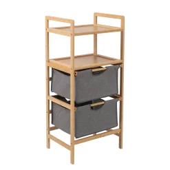 Muebles Con Lavabo Y Auxiliares>Mueble para baño de bambú con 2 cestas para ropa