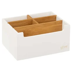 5five Accesorios De Lavabo>Organizador Baño Natureo Blanco De Bambú