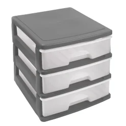 Accesorios De Almacenamiento>Organizador C/3 Cajones A4 Plástico Gris