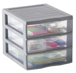Accesorios De Almacenamiento>Organizador C/3 Cajones A4 Plástico Gris