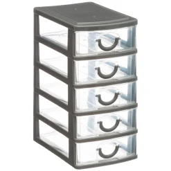 Accesorios De Almacenamiento>Organizador C/5 Cajones 9x13x18.7Cm Gris