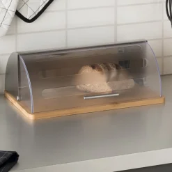 5five Cestas De Pan>Panera de acero inoxidable y bambú