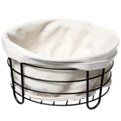 Cestas De Pan>Panera De Metal/Tela Beige 21x11Cm