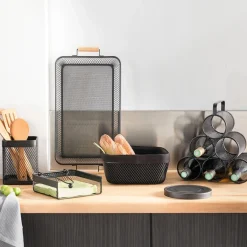 5five Cestas De Pan>Panera Mayaj Metálica Negra 24x24x11Cm