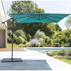 hespéride Parasol Y Bases>Parasol excéntrico MANOA azul canard 2.5x2.5m