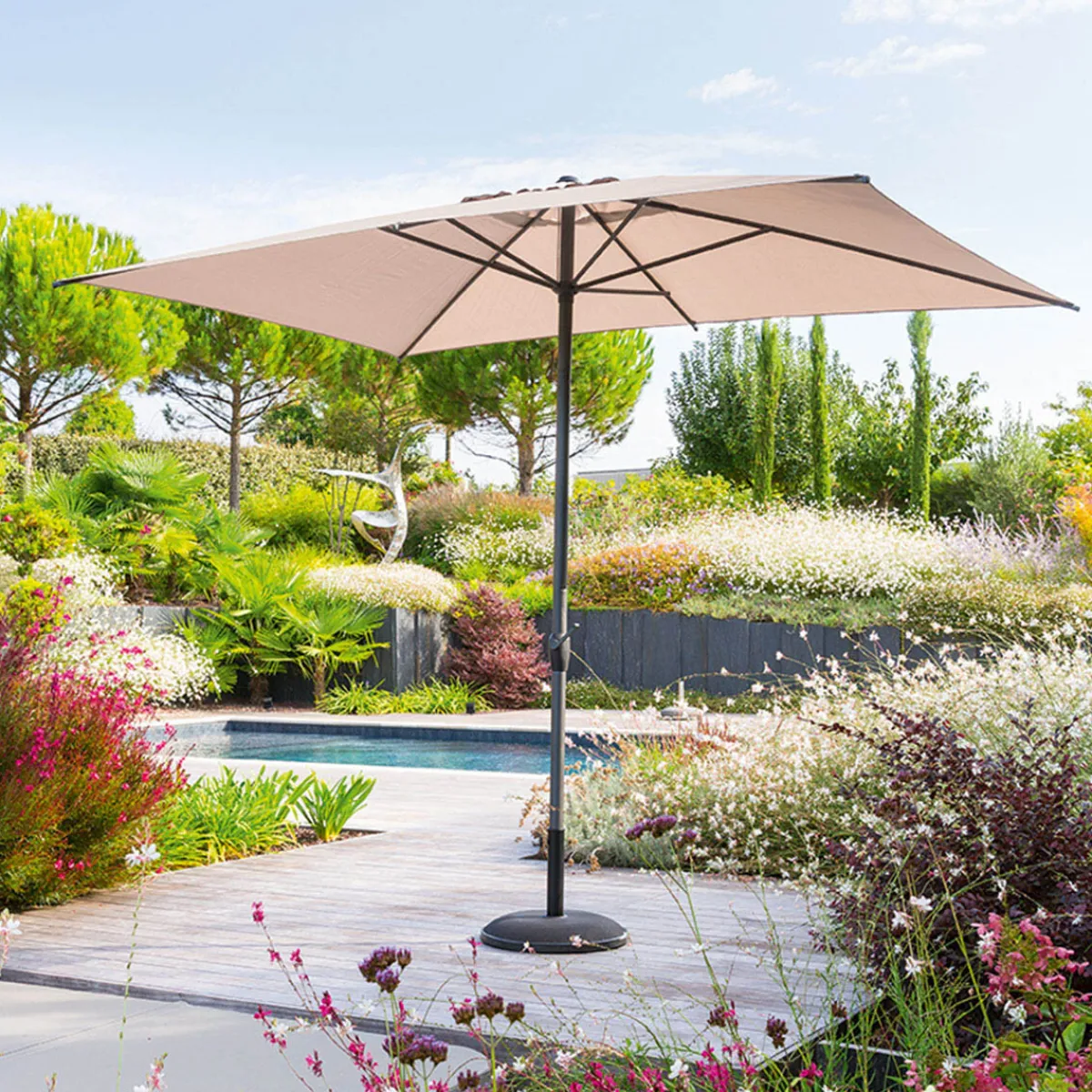 hespéride Parasol Y Bases>Parasol LOOMPA gris pardo 2x3m