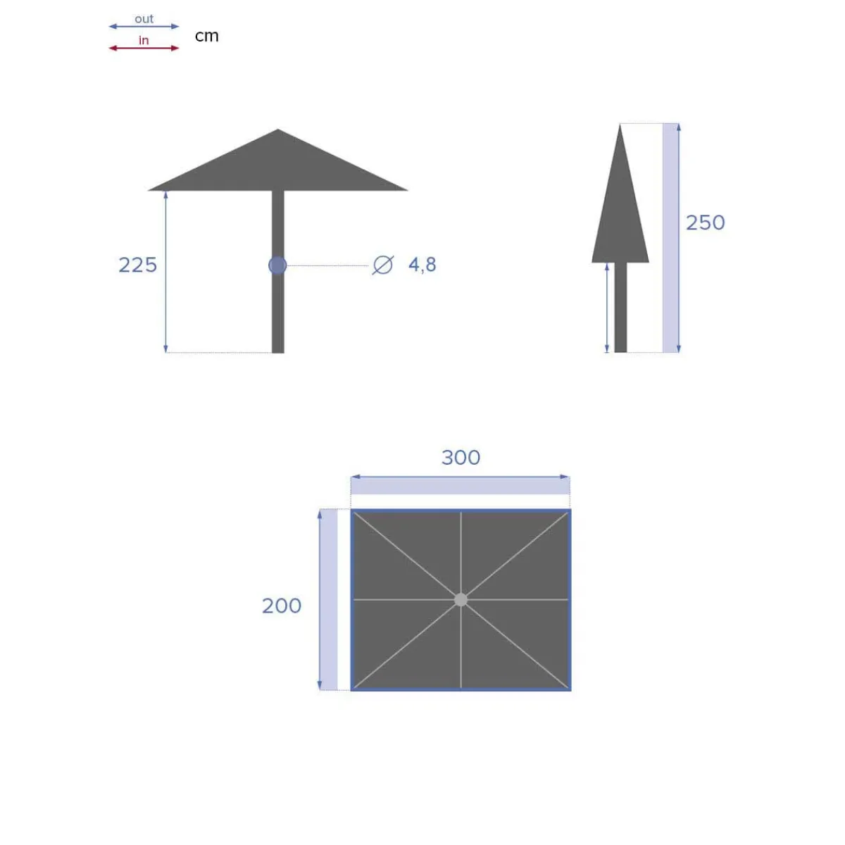 hespéride Parasol Y Bases>Parasol LOOMPA gris pardo 2x3m