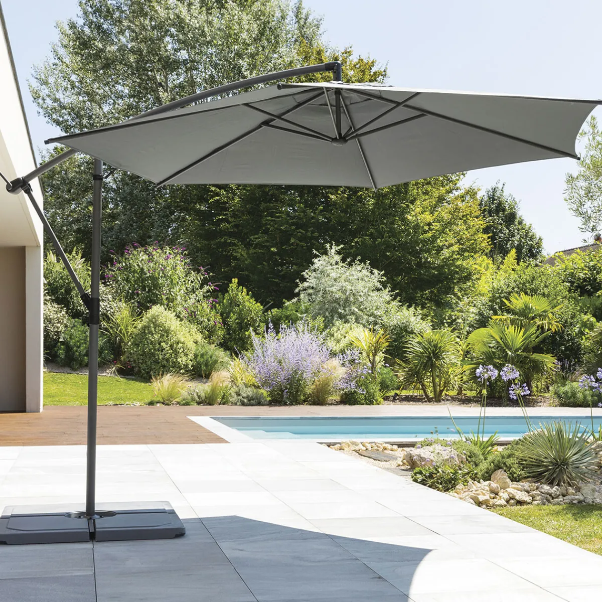 hespéride Parasol Y Bases>Parasol MANOA excéntrico gris ardósia 3m